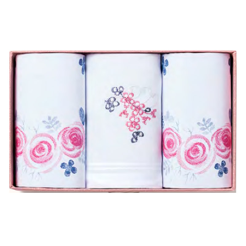 Pañuelos de tela para mujer con bordado de rosas