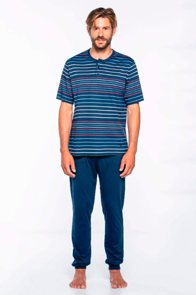 Pijama largo en azul marino para hombre