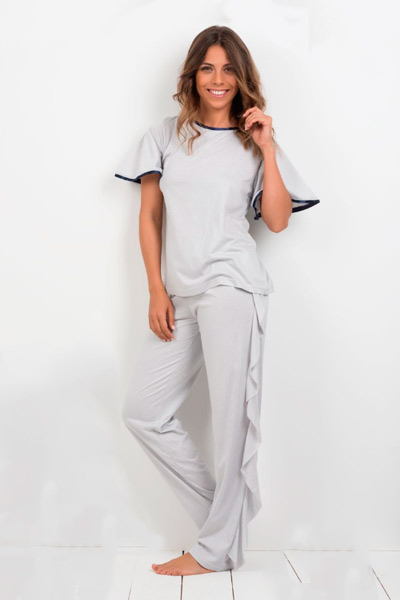 Pijama largo en gris para mujer